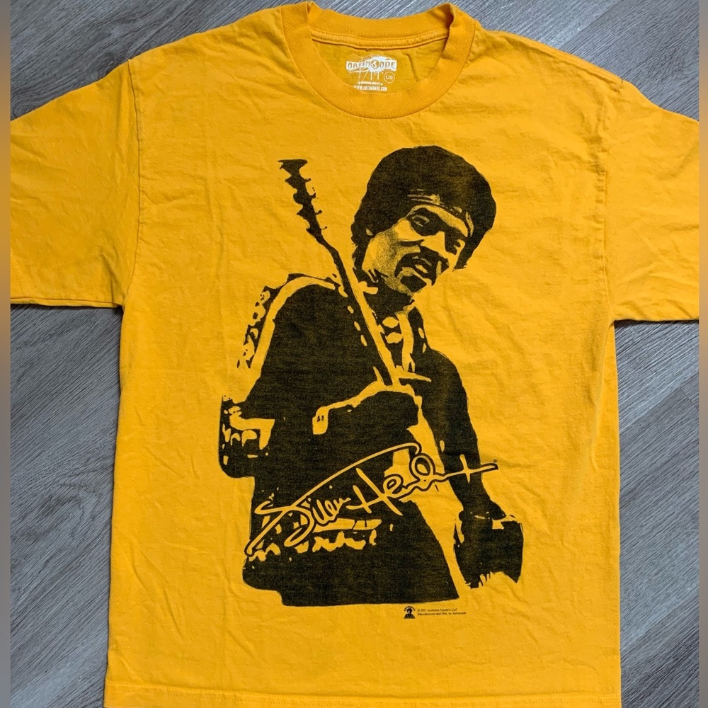 💖 Artimonde Jimi Hendrix Officially Licensed 2011 Yellow Graphic T-Shirt